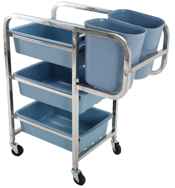Three Shelf Restaurant Hotel Dish Collecting Cart with bucket stainless steel plates bowls cleaning trolley