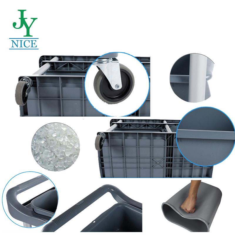 Three Shelf Restaurant Hotel Dish Collecting Cart with bucket stainless steel plates bowls cleaning trolley