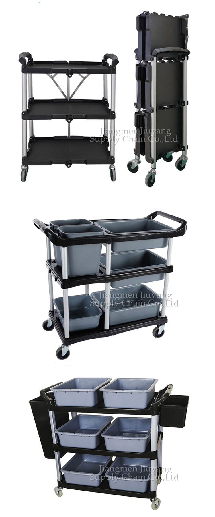 Three-layer Dining Bowl Collection Cart Restaurant Multi-purpose Meal Delivery Service Cart