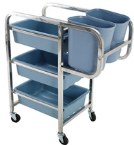 Best Hotel Dish Cleaning Cart Cup And Saucer Restaurant Trolley With Barrel