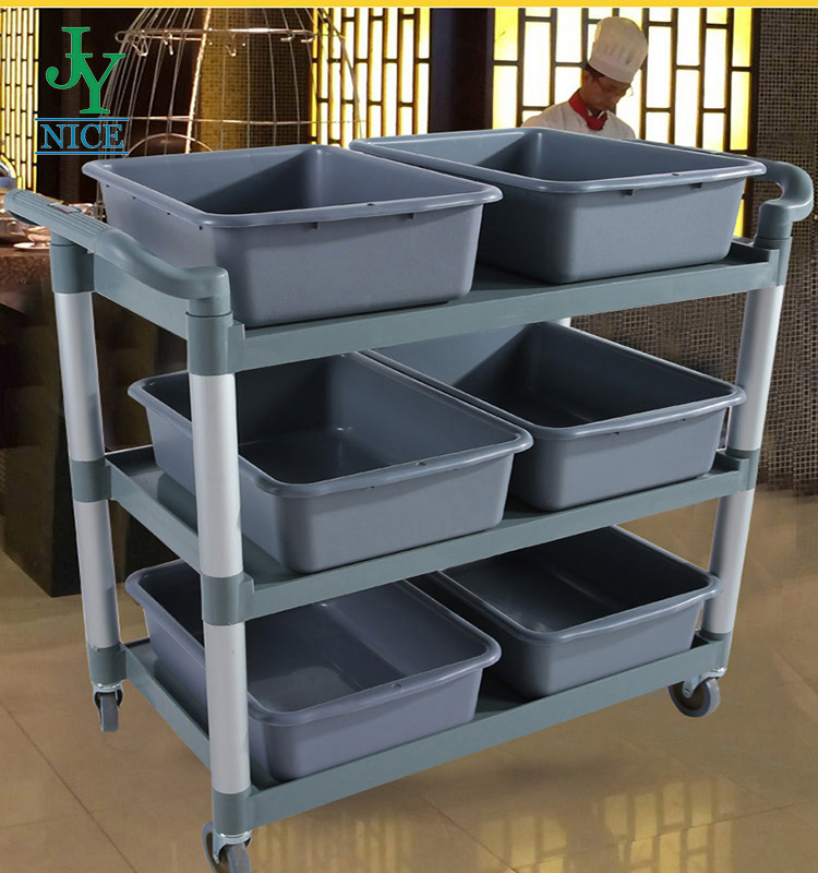 Bowl Cup Cutlery Plate hotel luggage carts Kitchen plastic 3-Layer Kitchen Trolley
