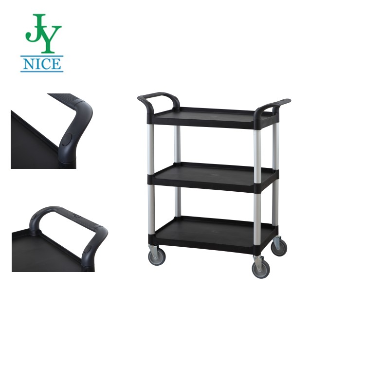 Airport Service hand Trolley 3 tiers Plastic 4 wheels multi function airplane food Utility Cart