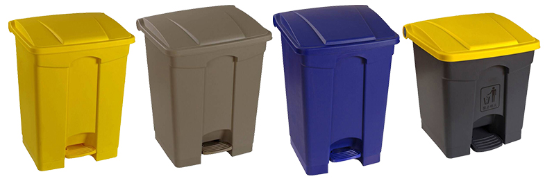 grey plastic bathroom bin