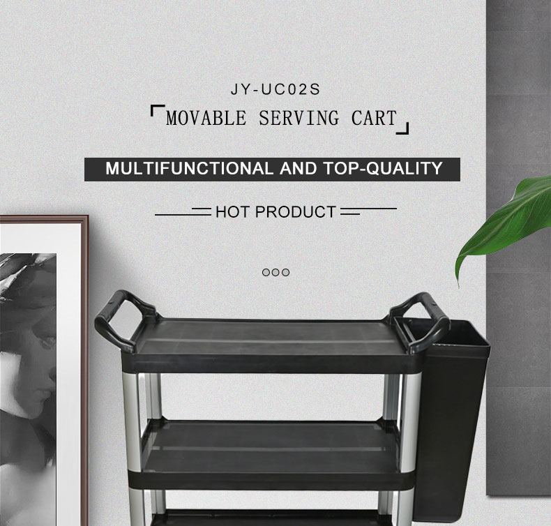 Service Equipment Manufacturer 4 Wheel Food Service Trolley PP plastic 3 layers hospital medical service cart