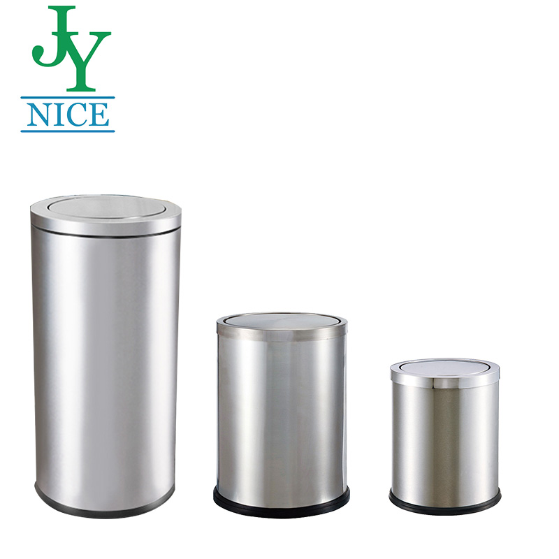 Round swing lid Trash Can office school metal Dustbin Bathroom Storage