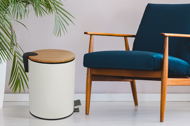 green kitchen trash can