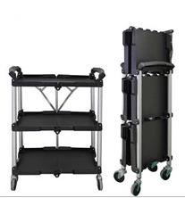 Plastic Folding Serving Trolley Hotel Guest Room Food Service Cart With Wheels Commercial Kitchen Service Utility Cart