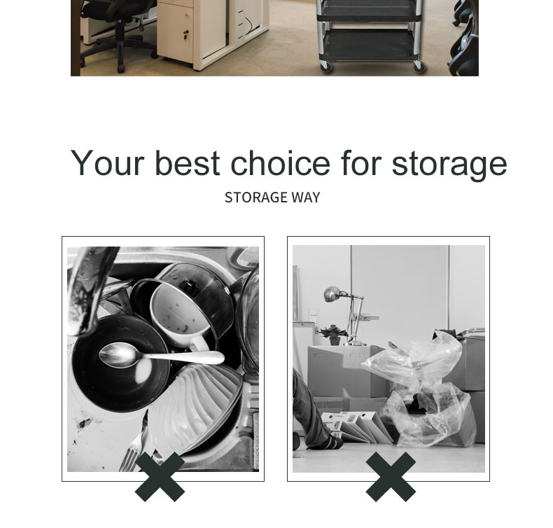 Service Equipment Manufacturer 4 Wheel Food Service Trolley PP plastic 3 layers hospital medical service cart